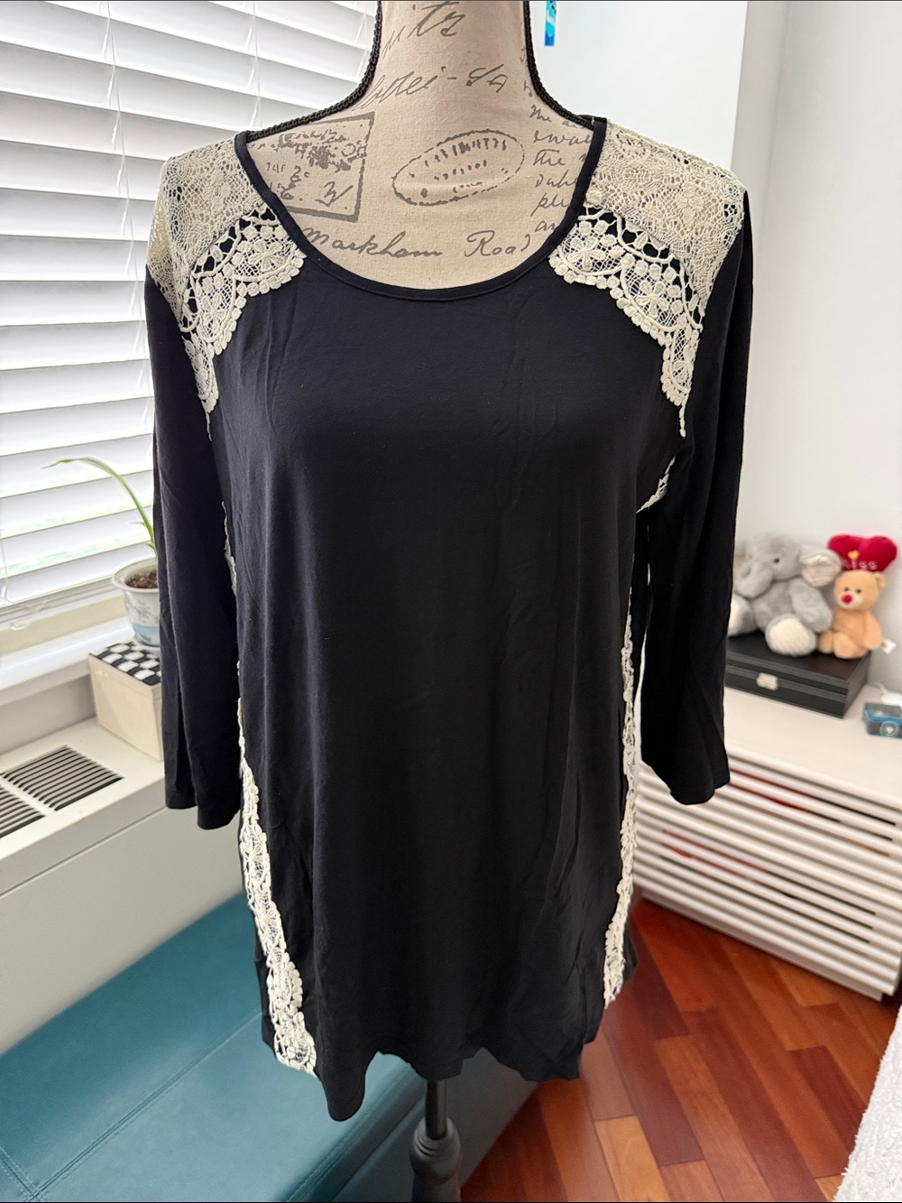 Umgee Black Camisole with Cream Lace Trim